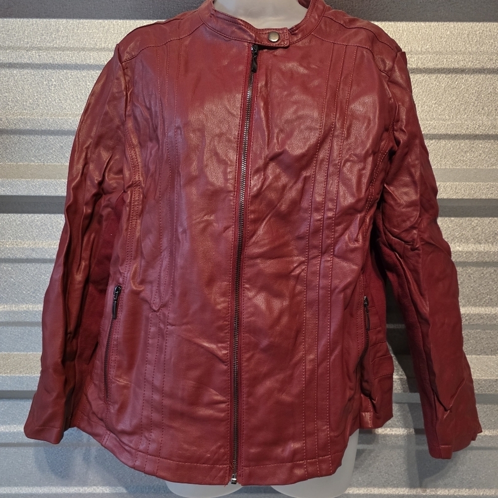 Christopher & Banks Red Leather Jacket